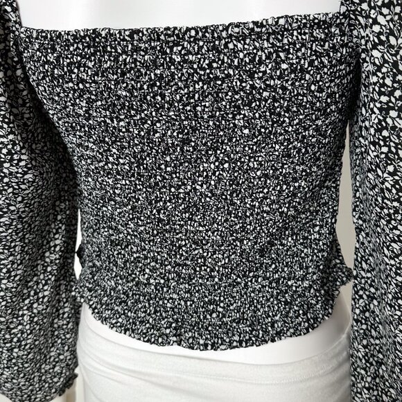 Abercrombie & Fitch Square Neck Balloon Puff Long Sleeve Top Ditsy Floral Print - Picture 14 of 16